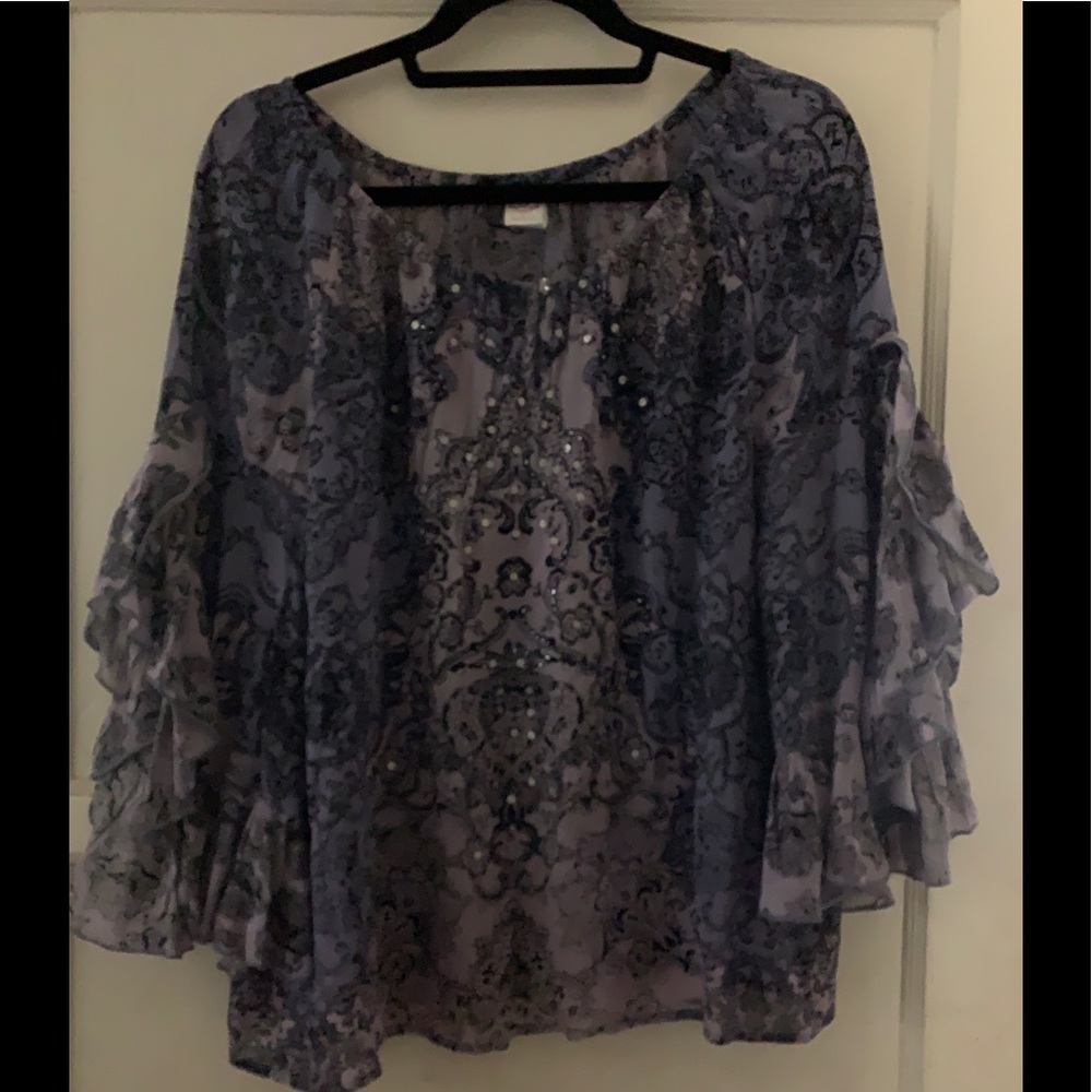 Boho top with black beading